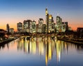 Panorama of the skyline Frankfurt am Main at twilight Royalty Free Stock Photo