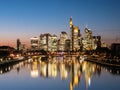 Panorama of the skyline Frankfurt am Main at twilight Royalty Free Stock Photo