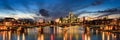 Panorama of the skyline Frankfurt am Main at twilight Royalty Free Stock Photo