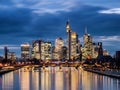 Panorama of the skyline Frankfurt am Main at twilight Royalty Free Stock Photo