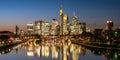 Panorama of the skyline Frankfurt am Main at twilight Royalty Free Stock Photo