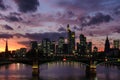 Panorama of the skyline Frankfurt am Main at twilight Royalty Free Stock Photo