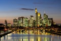 Panorama of the skyline Frankfurt am Main at twilight Royalty Free Stock Photo