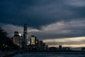 Panorama of the Skyline of Jersey at Sunset, New York City, United States