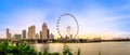 Panorama skyline of Marina Bay, Benjamin Sheares Bridge, Stadium, Costa Rhu and Tanjong Rhu district in Singapore. Royalty Free Stock Photo