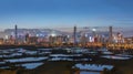 Panorama of Skyline of Shenzhen city, China at dusk Royalty Free Stock Photo