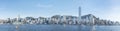 Panorama of skyline of Victoria Harbor in Hong Kong city Royalty Free Stock Photo