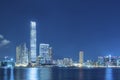 skyline of Victoria harbor of Hong Kong city at night Royalty Free Stock Photo