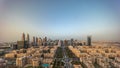 Panorama of skyscrapers in Barsha Heights district and low rise buildings in Greens district aerial all day timelapse. Royalty Free Stock Photo