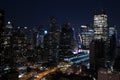 Panorama of skyscrapers of New York City, Manhattan. View of night midtown of Manhattan. Royalty Free Stock Photo