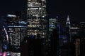 Panorama of skyscrapers of New York City, Manhattan. View of night midtown of Manhattan. Royalty Free Stock Photo