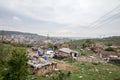 Panorama of the slum township f Mirijevo, mainly inhabited by roma people, in a poor underdevelopped part of the city Royalty Free Stock Photo