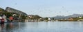 Panorama of small fishing port, Norway Royalty Free Stock Photo