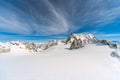 Panorama of snow covered glacier on the Mont Blanc Massif Royalty Free Stock Photo