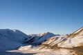Panorama of Snow Mountain Range Landscape with Blue Sky background from New Zealand Royalty Free Stock Photo