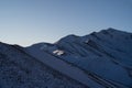 Panorama of Snow Mountain Range Landscape with Blue Sky background from New Zealand Royalty Free Stock Photo