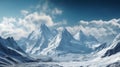 Panorama Snow Mountain range Landscape with blue sky. Generative AI Royalty Free Stock Photo