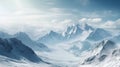 Panorama Snow Mountain range Landscape with blue sky. Generative AI Royalty Free Stock Photo