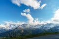 Panorama of Snow Mountain Range Landscape with Blue Sky at Matterhorn Peak Alps Royalty Free Stock Photo