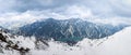 Panorama of Snow Mountain Range Landscape view point with Blue Sky from Matsumoto to Toyama Royalty Free Stock Photo