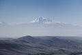 A panorama of the snow-white peak of Mount Ararat in Armenia.