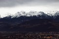 Panorama of snowing mountains of Alps and clouds at evening Royalty Free Stock Photo