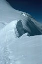 Panorama of snowy mountains and high alpine peaks in wintery Bernese Oberland in Switzerland Royalty Free Stock Photo