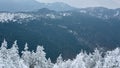 Panorama of the snowy winter landscape in the mountains Royalty Free Stock Photo