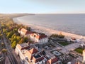 Panorama of Sopot.View from the drone on the city of Sopot and the pier on the Baltic Sea on a sunny ,autumn day