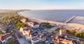 Panorama of Sopot.View from the drone on the city of Sopot and the pier on the Baltic Sea on a sunny ,autumn day