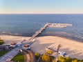 Panorama of Sopot.View from the drone on the city of Sopot and the pier on the Baltic Sea on a sunny ,autumn day