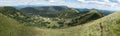 Panorama of Soriska planina below of summit of Slatnik in Julian Alps in Slovenia