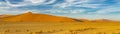 Panorama at Sossusvlei with the large orange sand dunes in the Namib Desert Royalty Free Stock Photo