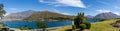 Panorama Southern Alps at the Frankton Arm in Queenstown New Zealand Royalty Free Stock Photo