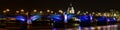 Panorama of the southwark bridge at night Royalty Free Stock Photo