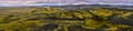 Panorama of Southwestern part of Lakagigar volcanic fissure viewed from the slope of Laki volcano in South of Iceland