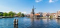 Panorama Spaarne river and mill in Haarlem, Netherlands Royalty Free Stock Photo