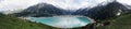 Panorama of spectacular scenic Big Almaty Lake , Tien Shan Mountains. Kazakhstan, Asia at summer Royalty Free Stock Photo