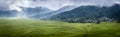 Panorama of spider web rice field in Ruteng. Royalty Free Stock Photo