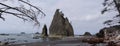 Panorama of Split Rock on Rialto Beach Royalty Free Stock Photo