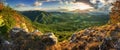 Panorama of spring mountain with forest at sunset, Slovakia Royalty Free Stock Photo