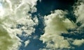 Panorama of spring, summer clouds on a blue sunny sky, background, texture. Royalty Free Stock Photo
