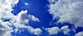 Panorama of spring, summer clouds on a blue sunny sky, background, texture. Royalty Free Stock Photo