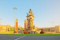 Panorama Square of Spain Placa De Espanya,in Barcelona - capi