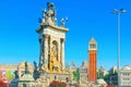 Panorama Square of Spain Placa De Espanya,in Barcelona - capi