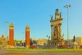 Panorama Square of Spain Placa De Espanya,in Barcelona - capi