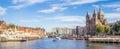 Panorama of the St. Nicolas Church in the center of Amsterdam