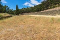 Panorama of Stadium at Ancient Greek archaeological site of Delphi, Greece Royalty Free Stock Photo