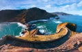 Panorama of stairs in gaztelugatxe in Basque Country