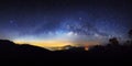 Panorama starry night sky and milky way galaxy with stars and sp Royalty Free Stock Photo